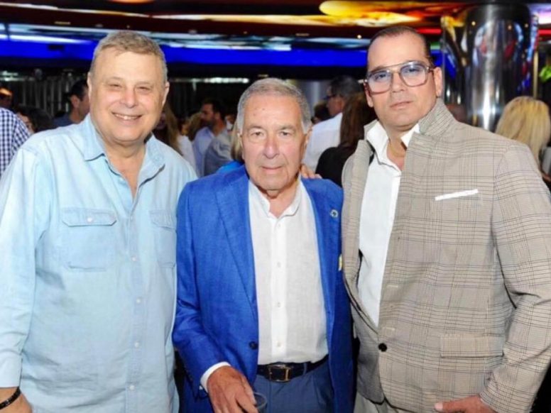 Marcello Inchellini and Maccabi Tel Aviv basketball fundraiser for Schneider Hospital, with Shimon Mizrahi and David Federman.